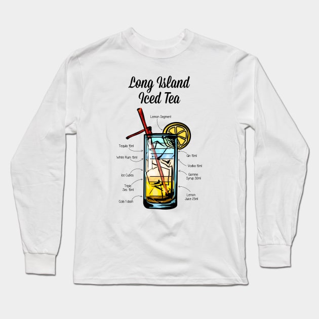 Long Island Iced Tea Cocktail Recipe Long Sleeve T-Shirt by HuckleberryArts